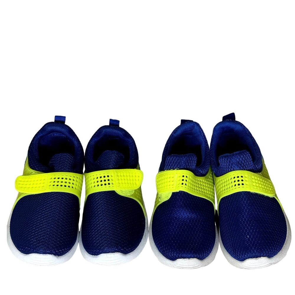 2 PACK PRO PLAYER VELCRO TODDLER SNEAKERS BLUE AND LIME GREEN SIZE 9 AND SIZE 10